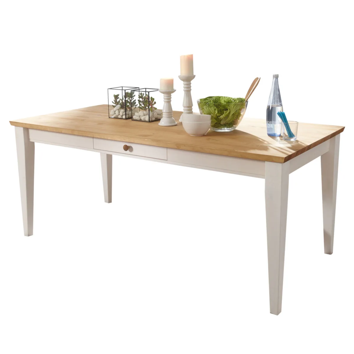 Table 180×90 WZ-0133 Pin Blanc Ciré