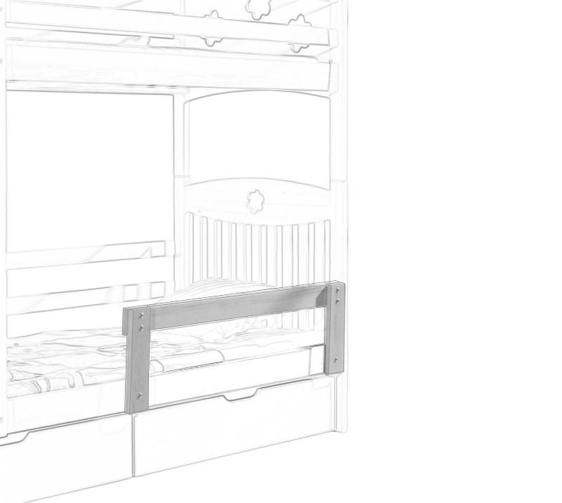 Barierka zabezpieczająca – Kolor Korpusu: sosna barwiona na biel