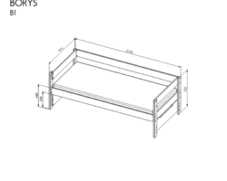 Łóżko "BORYS B1" (górne) - Kolor Korpusu: sosna na antracyt; Rodzaj Szkła/Pod. Dodat.: P-sowy