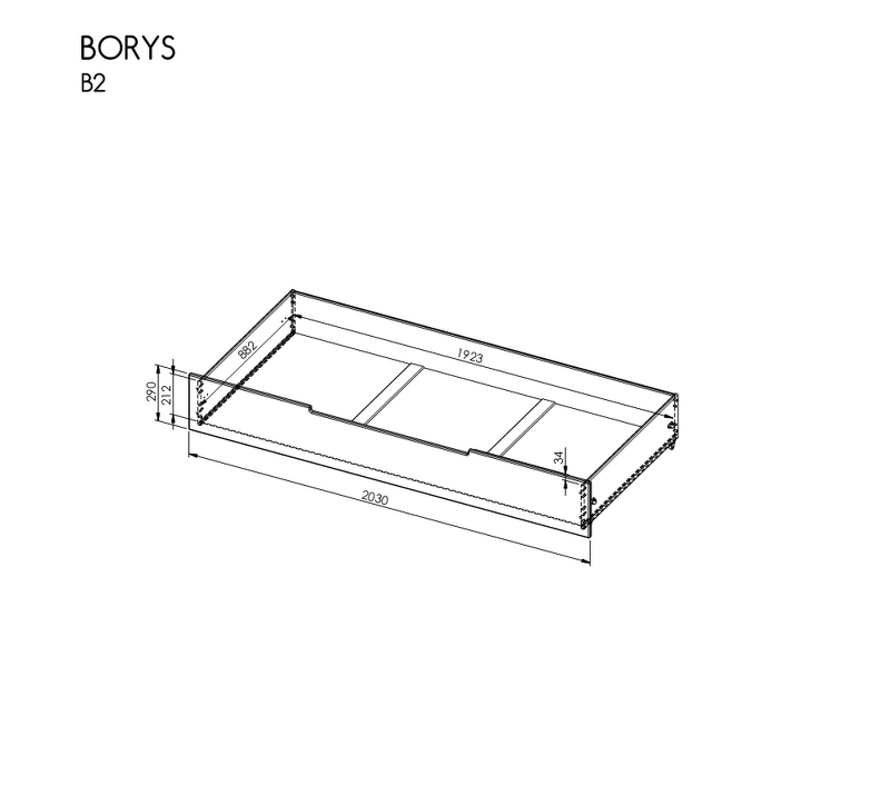Szuflada « BORYS B2 » – Kolor Korpusu: sosna na antracyt