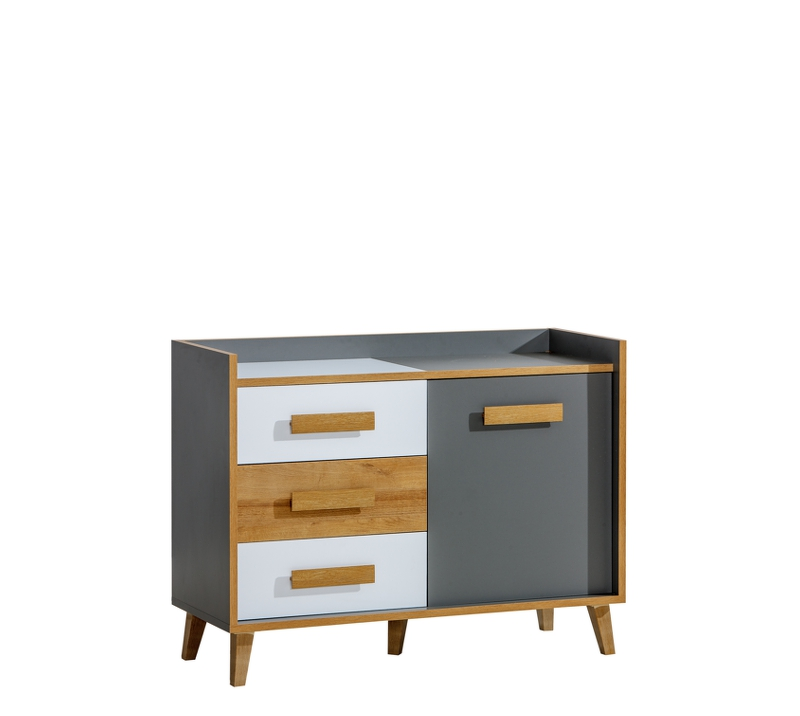 System « WERSO » W6 (Komoda D 3S) – Kolor: biały brylantowy/riviera