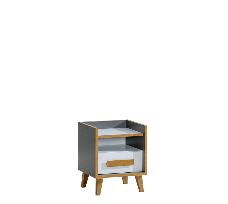 System « WERSO » W11 (Stolik nocny S) – Kolor: biały brylantowy/riviera